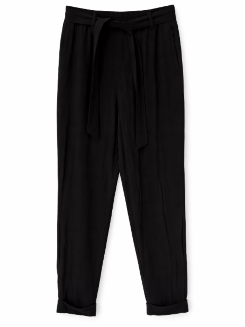 ATHLETA Cartiff Pant Black Tie Waist Cuffed Track Pants Size 14 Tall - Picture 4 of 12